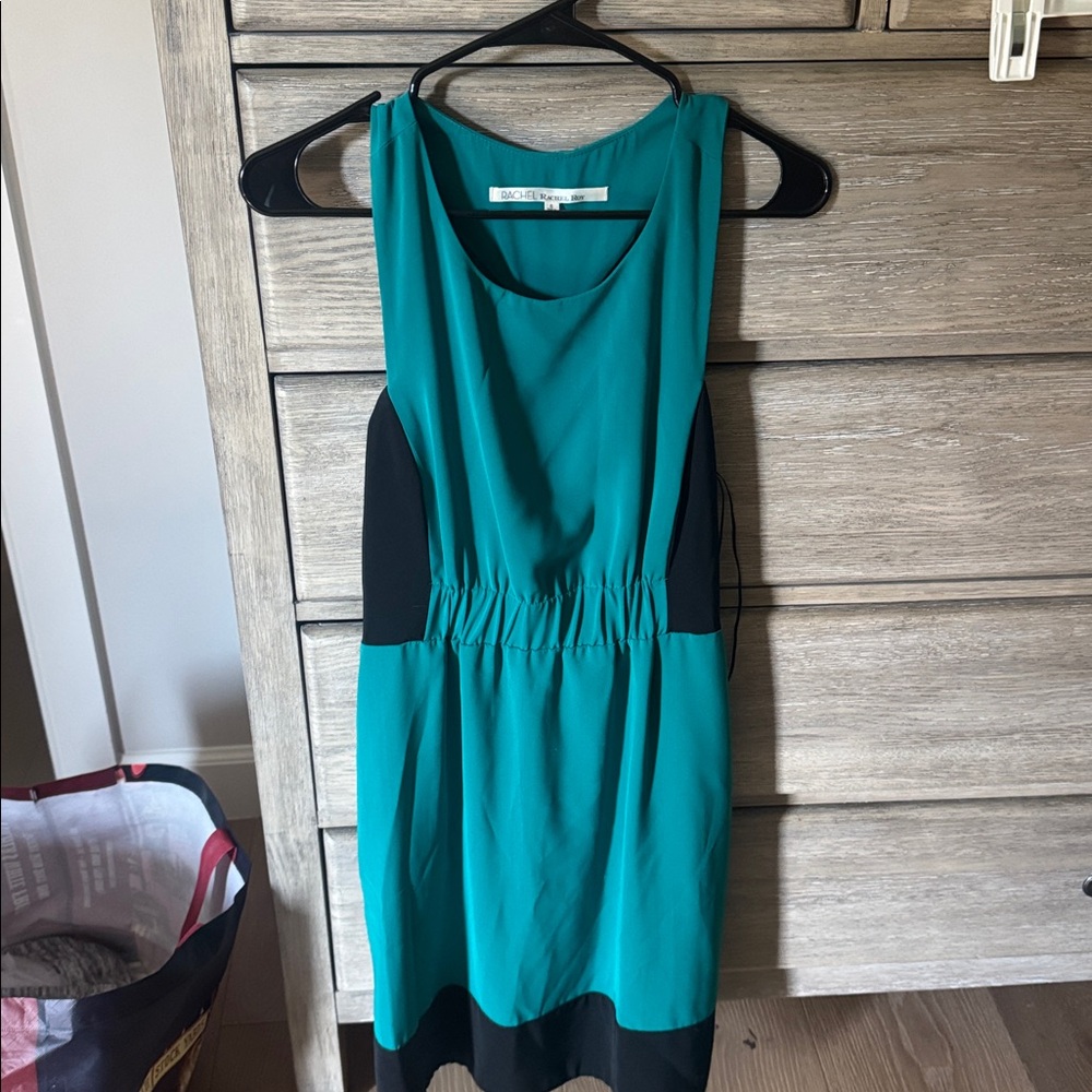 Teal and Black Sleeveless Dress